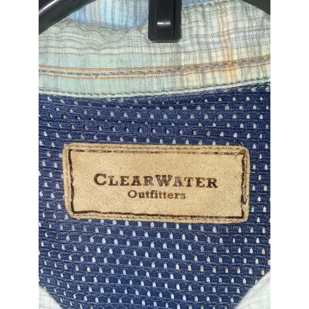 ClearWater Outfitters Shirt Mens XL Blue Plaid Short Sleeve Button Up Casual